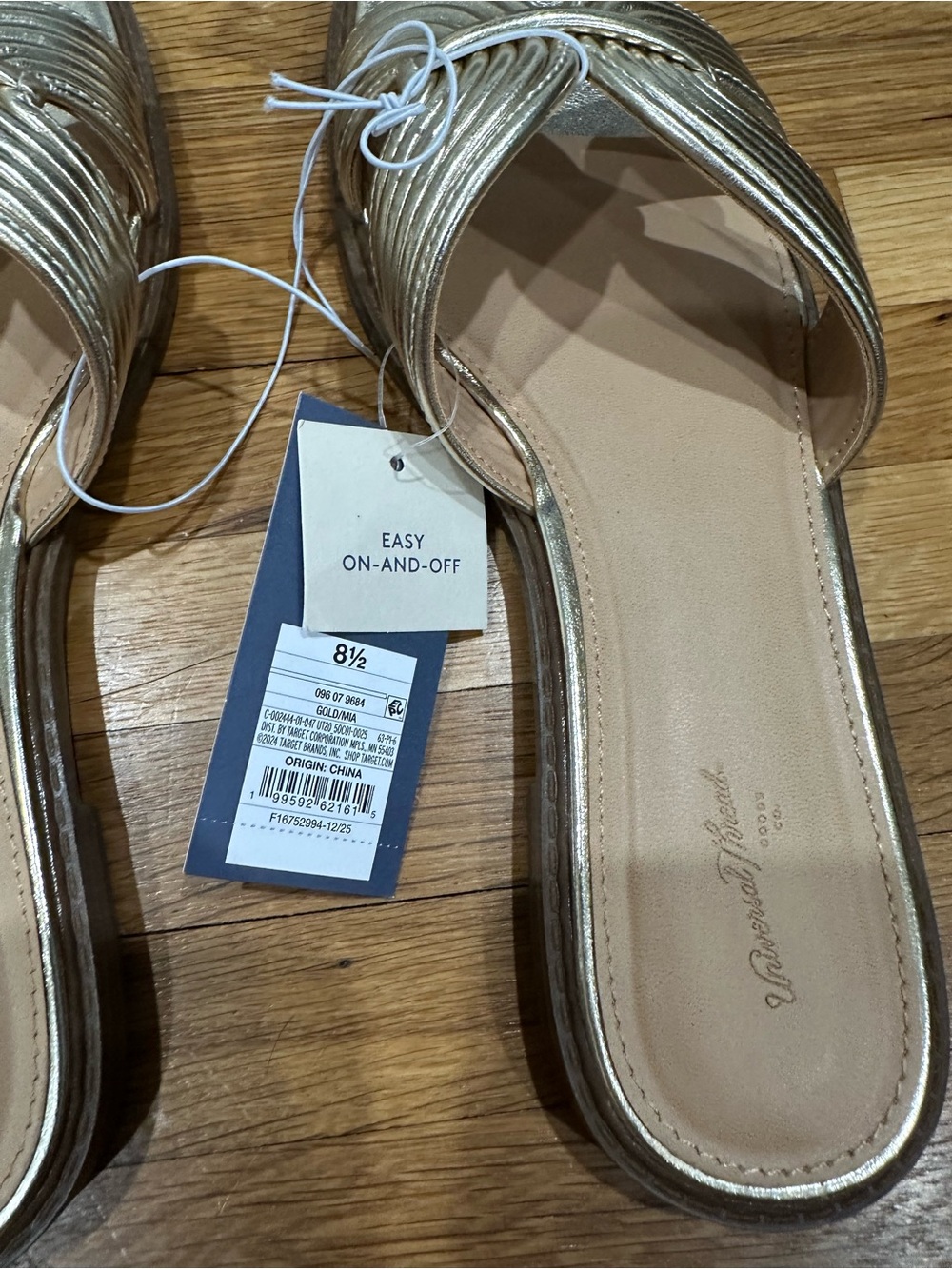 Universal Thread Gold Metallic Slide Sandals - Picture 6 of 9